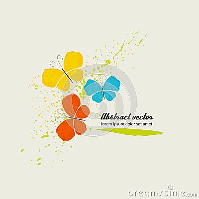 Spots of paint and a butterfly Vector Illustration