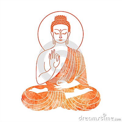 Sitting Buddha watercolor vector illustration Vector Illustration