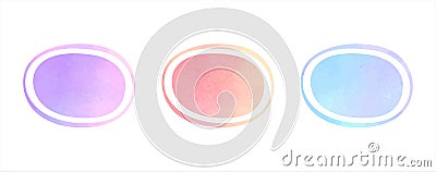 Watercolor vector oval rounded shapes, elliptical fluid text frames Vector Illustration