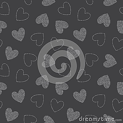 Snow hearts made of dots seamless repeat vector pattern Vector Illustration