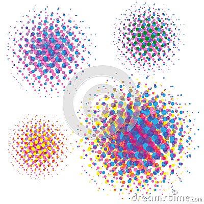 Spotted flash pop art halftone 4 backgrounds set stock vector Vector Illustration