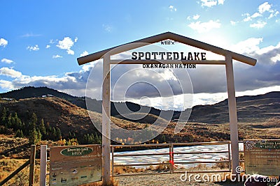 Spotted lake in Okanagan Vallye, Osoyoos, British Columbia. Editorial Stock Photo