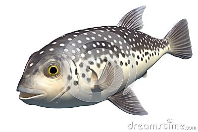 A spotted puffer fish isolated on white background Cartoon Illustration