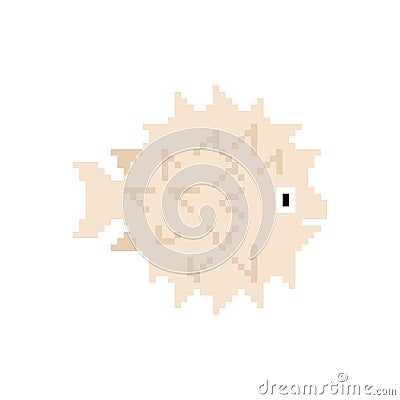 Spotted Puffer pixel art. 8 bit Vector illustration Vector Illustration