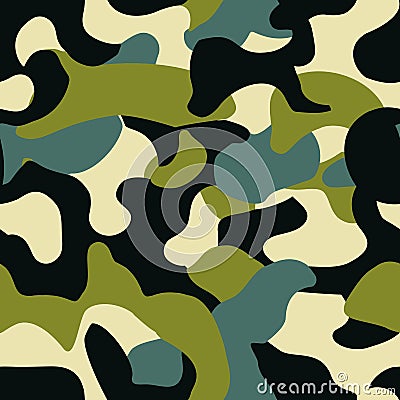 Spotted seamless pattern in camouflage style. Shapeless spots scattered at random. Vector Illustration