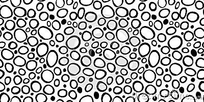 Spotty abstract vector seamless pattern. Random rings, dots, circles, spots, stains, bubbles, stones. Design for fabric, funny Vector Illustration