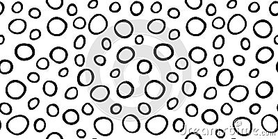 Spotty abstract vector seamless pattern. Random rings, dots, circles, spots, stains, bubbles, stones. Design for fabric, funny Vector Illustration