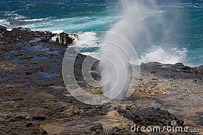 Spouting Horn Blowhole, Kauai, Hawaii Stock Photo