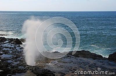 Spouting Horn Blowhole on Kauai Island Stock Photo