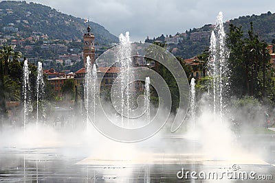 Spouting water at Promenade du Paillon in Nice, France Stock Photo