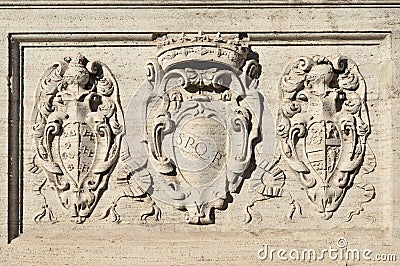 SPQR and coat of arms in Rome Stock Photo