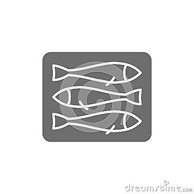 Sprats, fish grey icon. Isolated on white background Vector Illustration