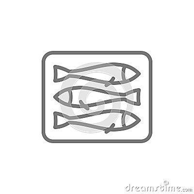 Sprats, fish line icon. Vector Illustration