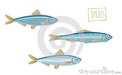 Sprats, vector cartoon illustration Vector Illustration