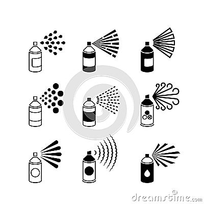 Spray aerosol bottle, graffiti can vector icons Vector Illustration