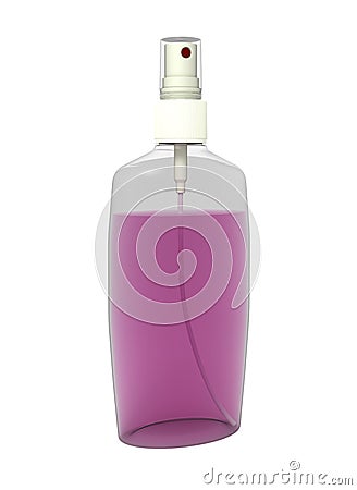 Spray bottle with pink liquid, isolated on white Cartoon Illustration