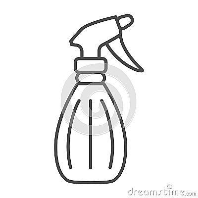 Spray bottle, pulverizer thin line icon, gardening concept, atomizer vector sign on white background, outline style icon Vector Illustration