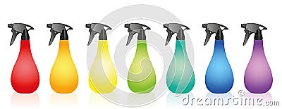 Spray Bottles Colored Set Vector Illustration