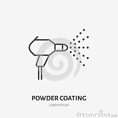 Spray car painting flat line icon. Paint works sign. Thin linear logo for powder coating service Vector Illustration