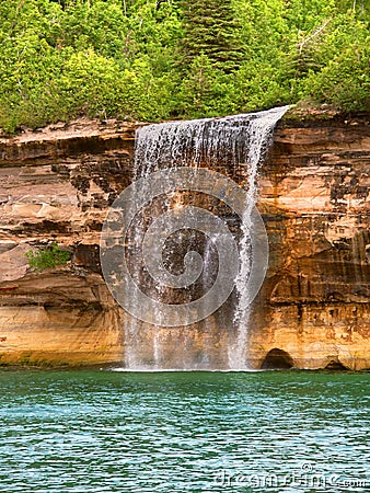 Spray Falls and Lake Superior Stock Photo