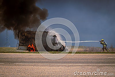 Spray Foam Insulation Truck Fire Editorial Stock Photo