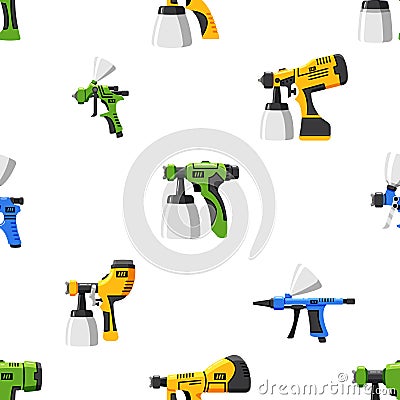 Spray Guns Seamlessly Create A Repeating Pattern With Precision, Utilizing Bursts Of Color And Controlled Sprays Vector Illustration