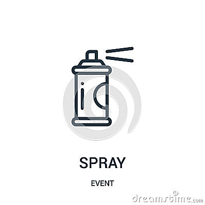 spray icon vector from event collection. Thin line spray outline icon vector illustration Vector Illustration