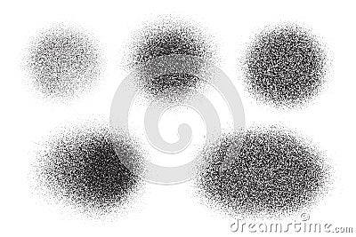 Spray paint circle stain with noise texture effect. Grainy dotted black splash on white background. Grunge ink stipple Vector Illustration