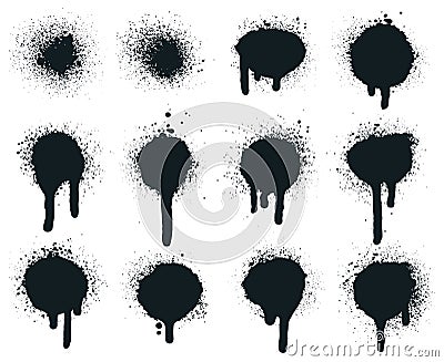 Spray paint dots. Splatter painted drips, grunge art circle texture, graffiti dirty sprayed paints. Abstract paint Vector Illustration