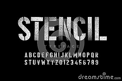 Spray paint sctencil style font Vector Illustration