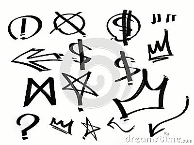 spray paint of urban element graffiti tag sign symbol for street art and hiphop Stock Photo