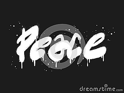 Spray painted graffiti Peace word. Drops of sprayed Peace words Vector Illustration