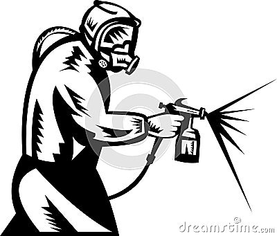 Spray painter at work Vector Illustration