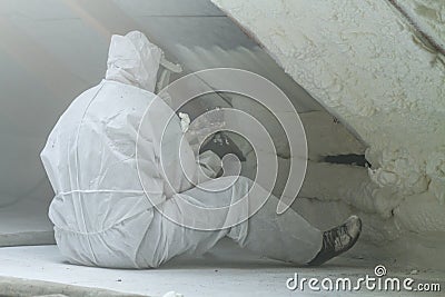 spray polyurethane foam for roof Editorial Stock Photo