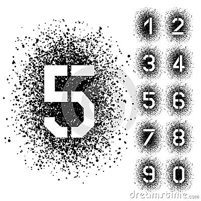 Spray stencil angular font numbers Vector Illustration