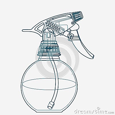 Spray trigger, atomizer, sprayer, pulverizer, air gun. Vector Illustration