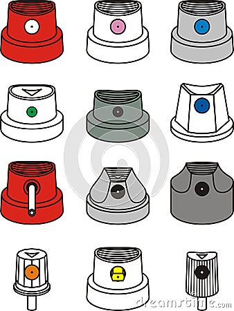 Spraycan caps Vector Illustration