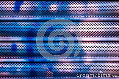 Colorful shop or garage shutter seen in detail Stock Photo