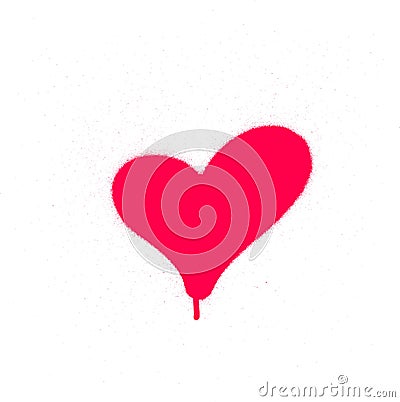 Sprayed graffiti leaking heart in red on white Vector Illustration