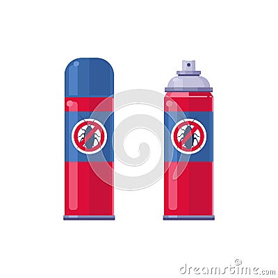 Sprayer Bottle of Cockroach Insecticide, Pest Control Service isolated on white background flat syle Vector Illustration