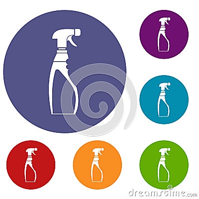 Sprayer bottle icons set Vector Illustration