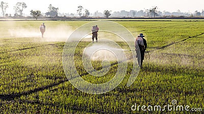 Spraying herbicides in the countryside. Stock Photo
