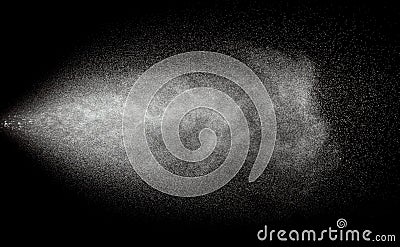 Spraying of water in motion on black background Stock Photo