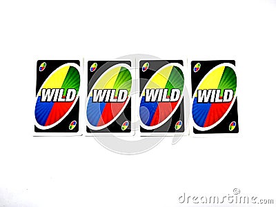 Uno card.Spread cards of the Uno card game. Editorial Stock Photo