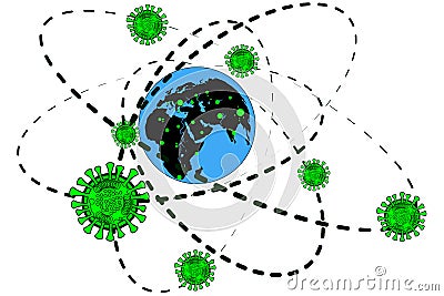 The spread of coronavirus, pneumonia virus around the world, planet Earth, pandemic, a possible epidemic2 Vector Illustration