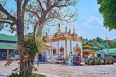 The Ubosot of Wat Chong Kham Temple behind the tree, Mae Hong Son, Thailand Editorial Stock Photo