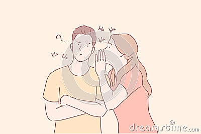 Spreading rumours, gossiping, sharing secrets concept Vector Illustration