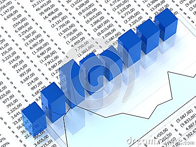 Spreadsheet with blue graph Stock Photo