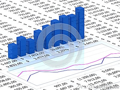 Spreadsheet with blue graph Stock Photo