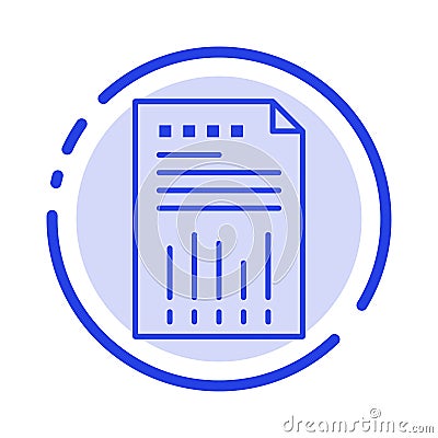 Spreadsheet, Business, Data, Financial, Graph, Paper, Report Blue Dotted Line Line Icon Vector Illustration